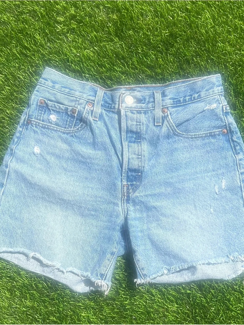 Levi's Light Blue High-Rise Denim Cutoff Shorts